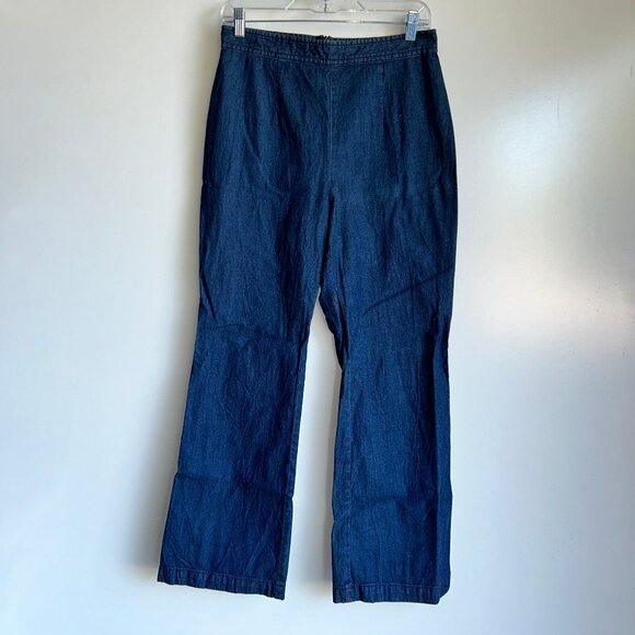 FREE PEOPLE Bootcut Flare Cropped Back Zip Denim Jeans Size 6 - Picture 1 of 11